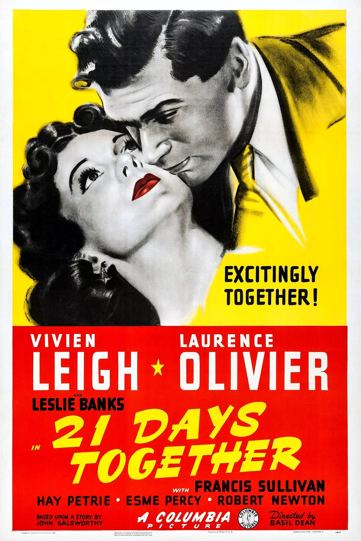 Вивьен Ли и Лоуренс Оливье на постере к фильму «21 день»