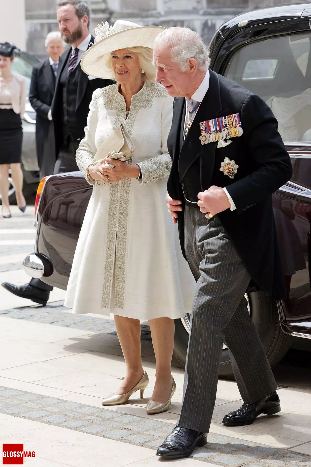 Камилла, герцогиня Корнуолльская и принц Чарльз, принц Уэльский на службе благодарения в соборе Святого Павла в Лондоне, 3 июня 2022 г.