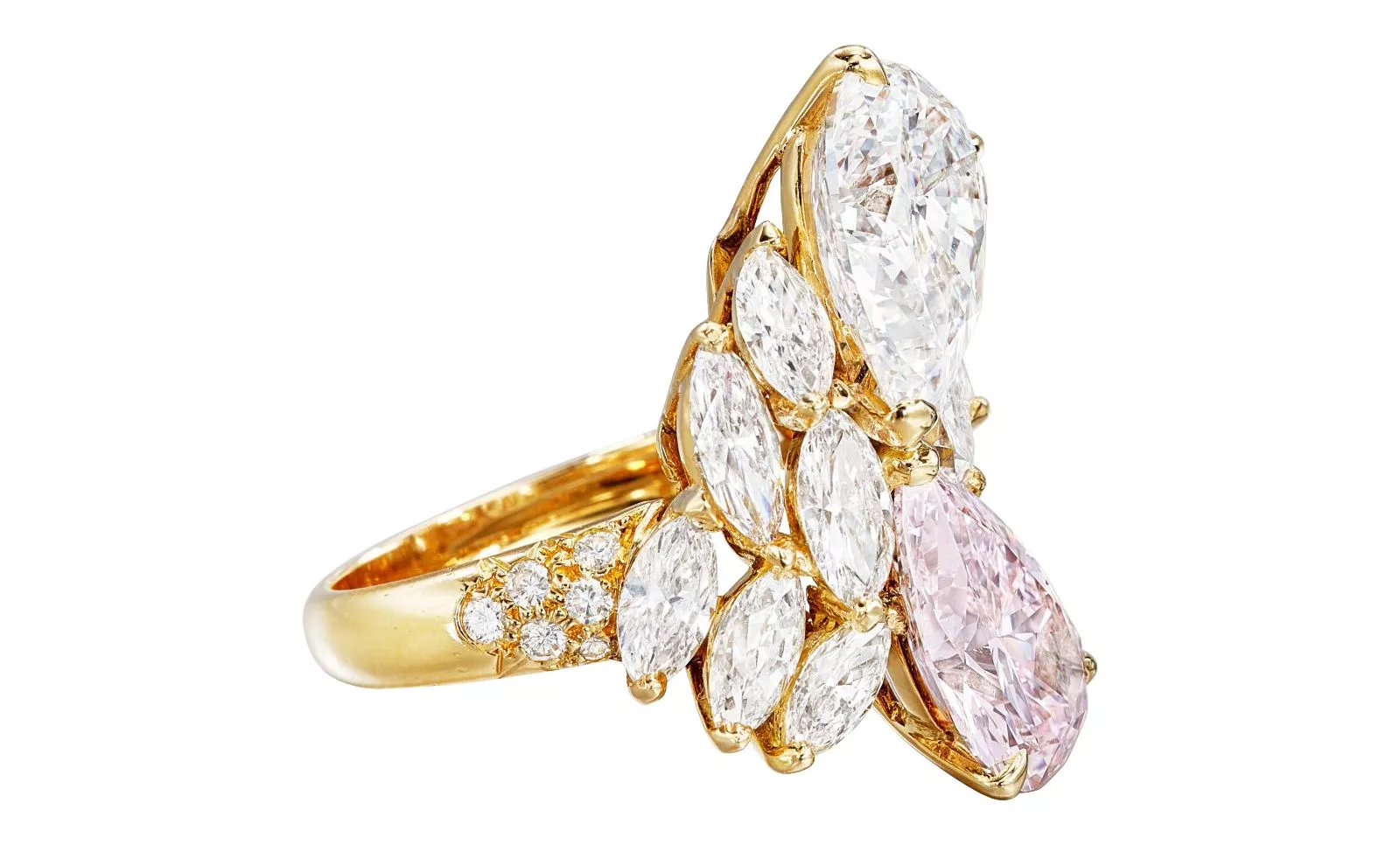 Piaget, кольцо с бледно-розовым бриллиантом грушевидной формы весом 3,53 карата и грушевидным бриллиантом весом 5,01 карат, фото 2