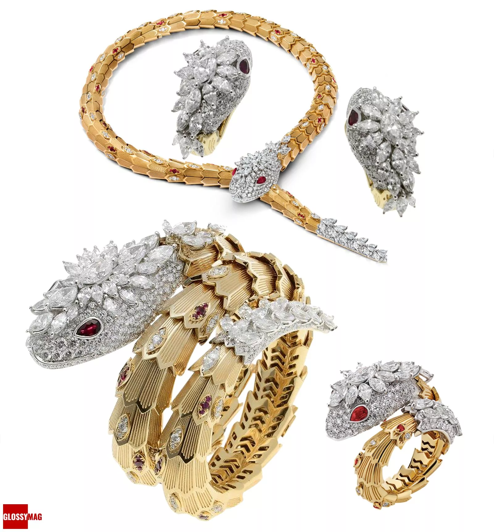 Хлоя Севиньи: колье, серьги, браслет, кольцо Bvlgari