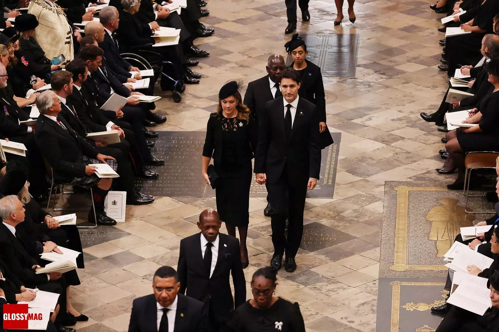 Премьер-министр Канады Джастин Трюдо и его жена Софи Трюдо на государственных похоронах королевы Елизаветы II в Вестминстерском аббатстве, 19 сентября 2022 г.