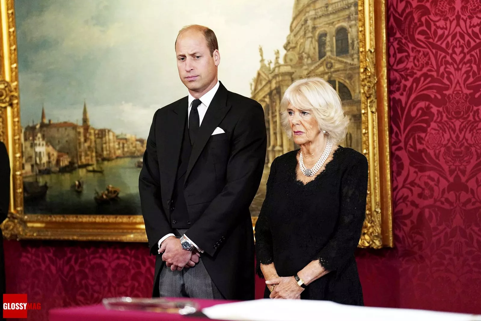 Принц Уильям и королева-консорт Камилла на церемонии вступления короля Карла III на престол, 10 сентября 2022 г.