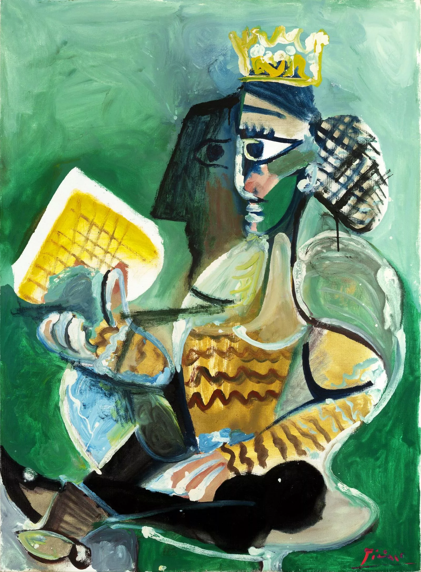 Пабло Пикассо. «Femme assise à la galette des rois» («Девушка с французским королевским пирогом»), 1965 г.