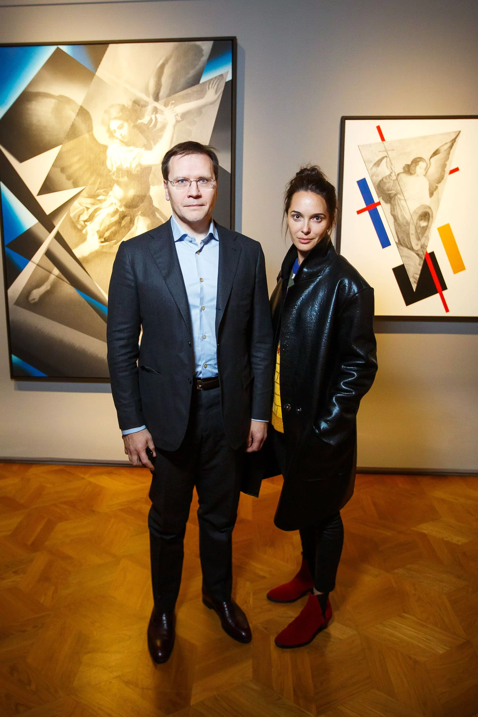 Валерий Носов и Катя Емельянова на открытии выставки «Re:Renaissance. Егор Остров»
