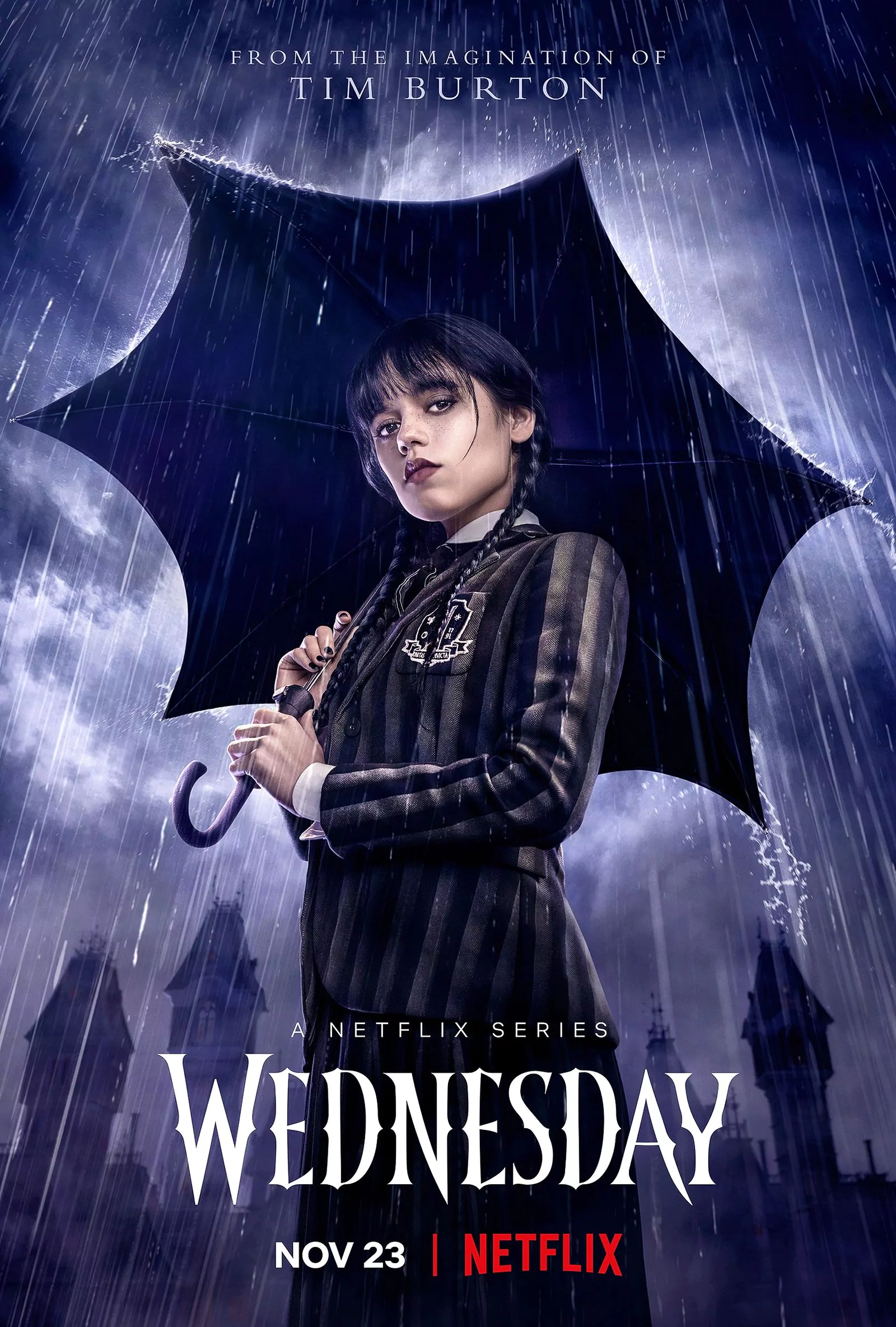 Дженна Ортега на постере к сериалу «Wednesday»