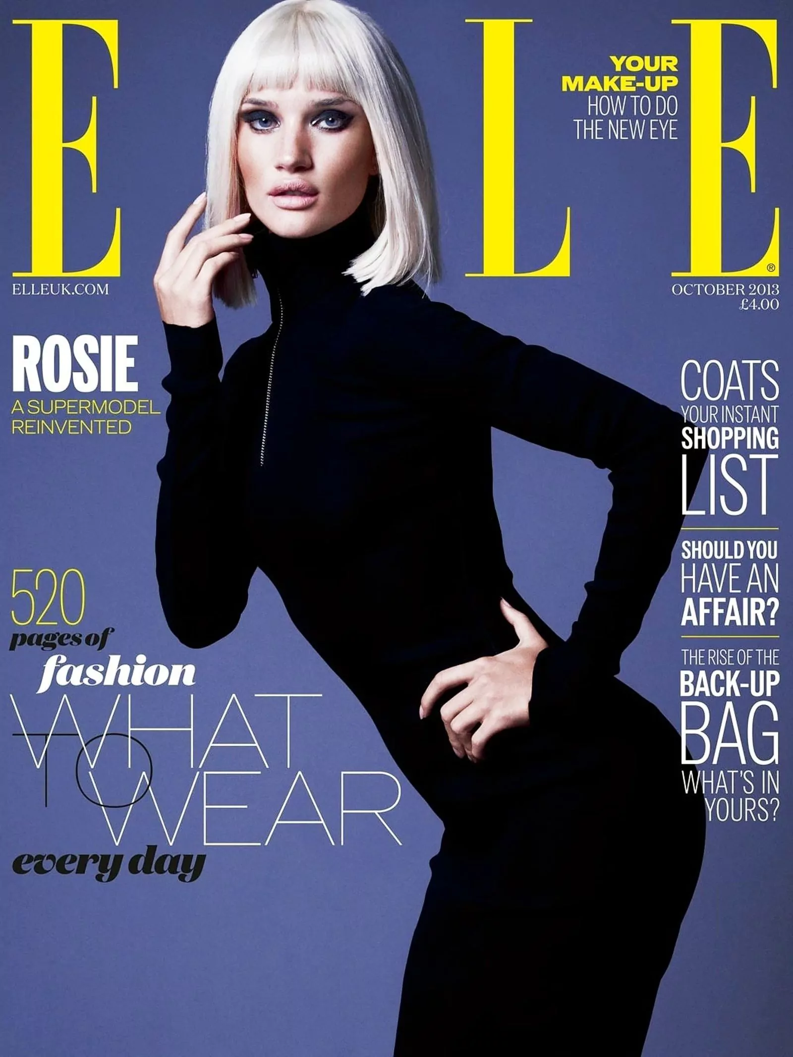 Роузи Хантингтон-Уайтли на обложке журнала Elle UK, октябрь 2013 г.