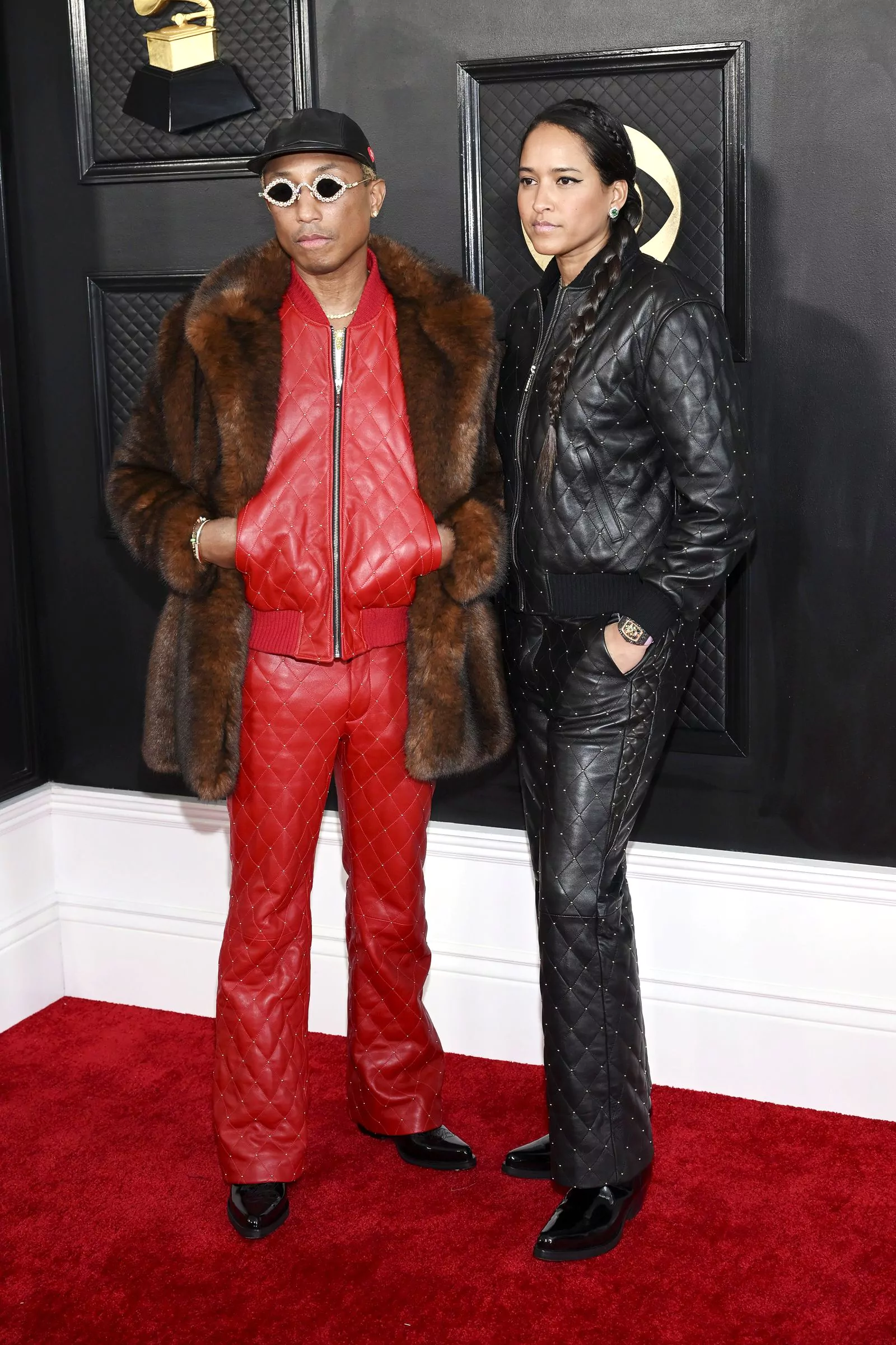 Фаррелл Уильямс с женой Хелен Ласичан на 65-й церемонии «Грэмми» в Лос-Анджелесе, 5 февраля 2023 г.