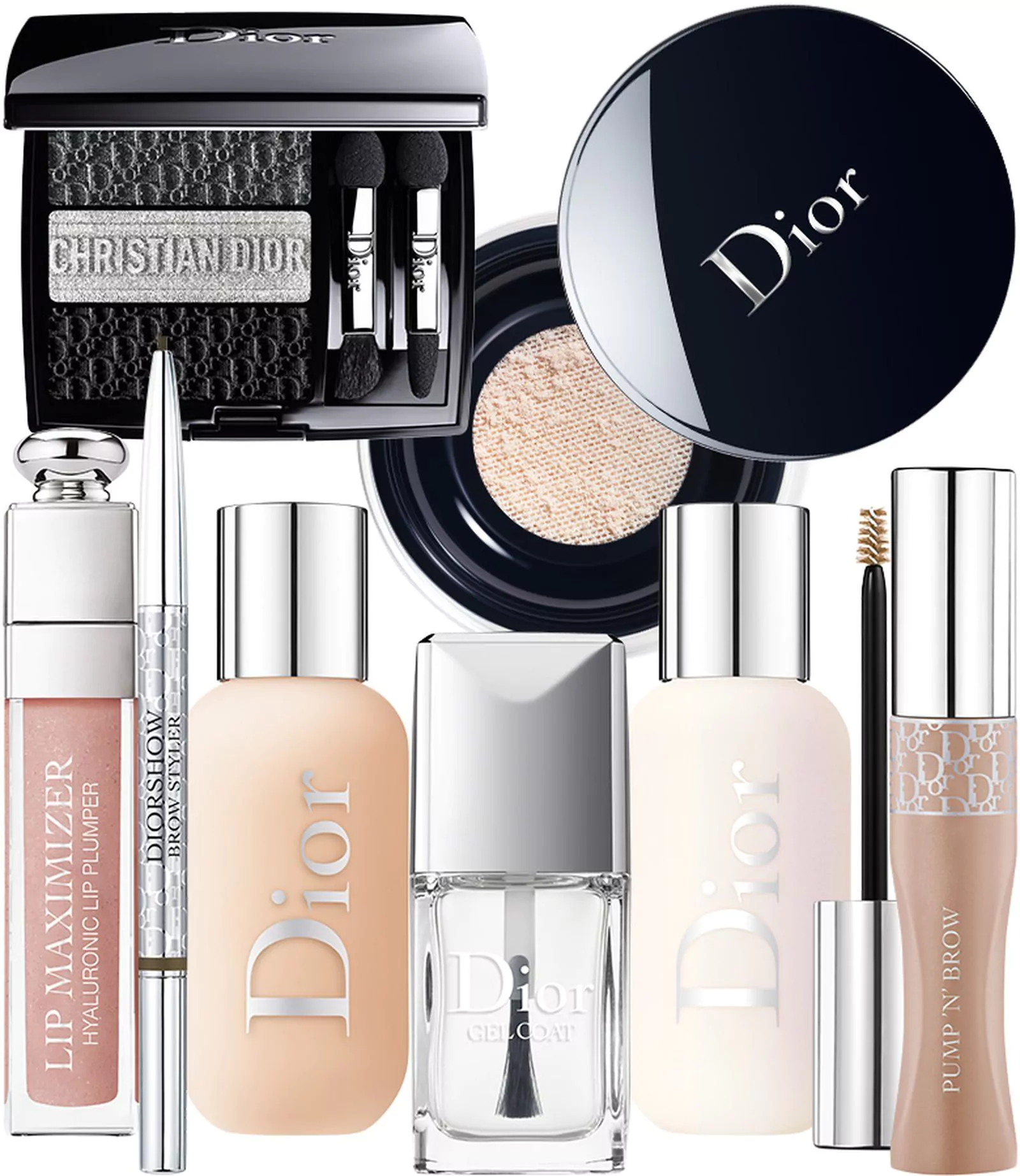 Dior Tri(O)blique, Forever and Ever Control Loose Powder, Lip Maximizer, Diorshow Brow Styler, Dior Backstage Face and Body Foundation, Top Coat Abricot, Dior Backstage Face and Body Primer, Diorshow Pump 'N' Brow