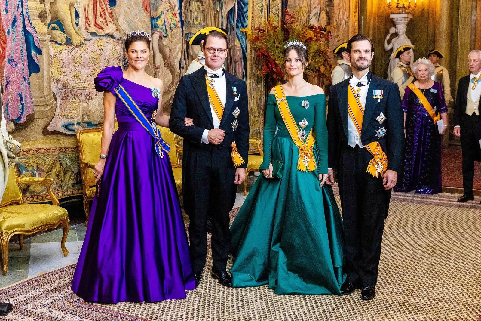 Принцесса Виктория и принц Даниэль, принцесса София и принц Карл Филипп во время государственного банкета