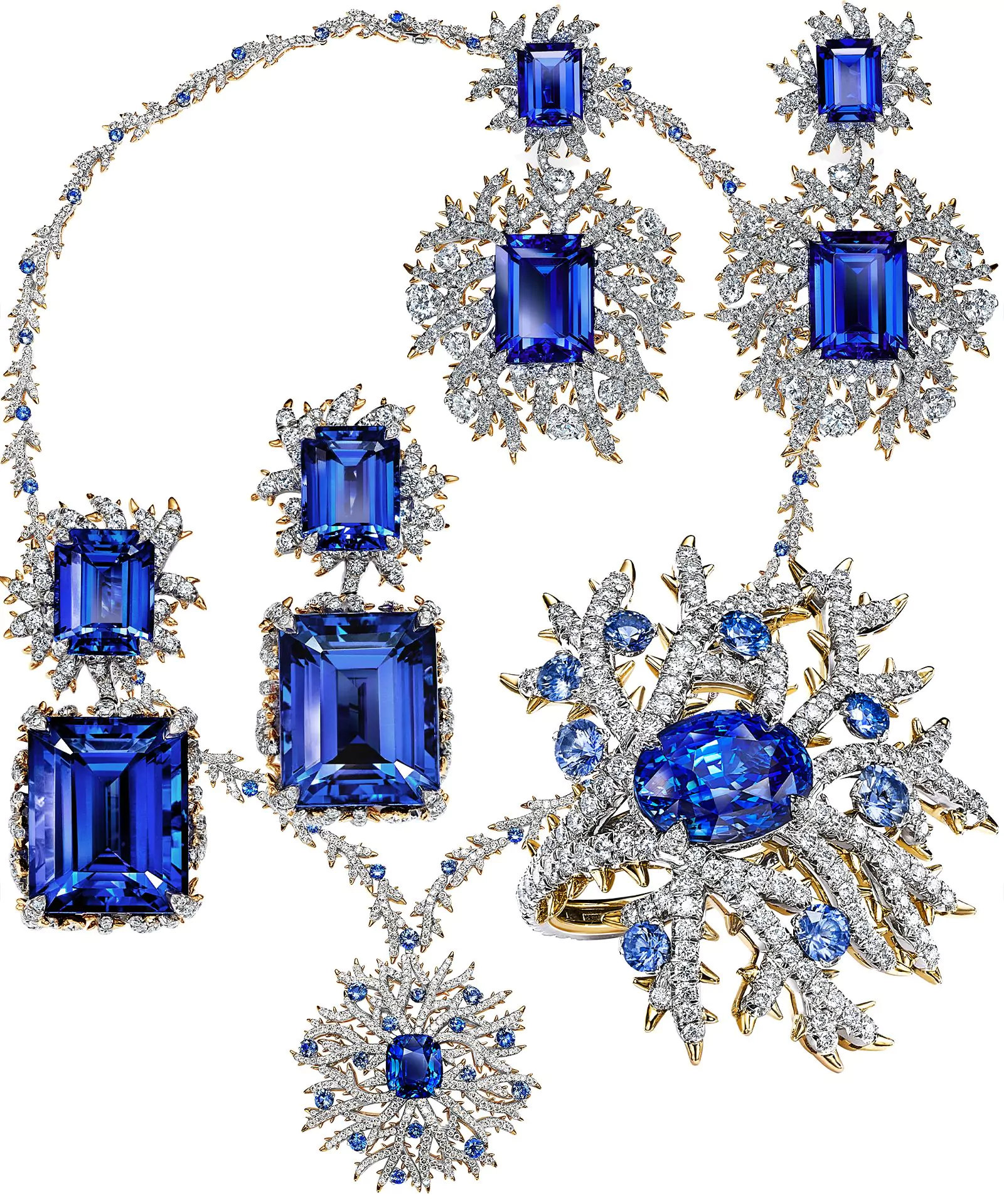Серьги, колье, кольцо из коллекции Tiffany & Co. Blue Book 2023 «Out of the Blue»