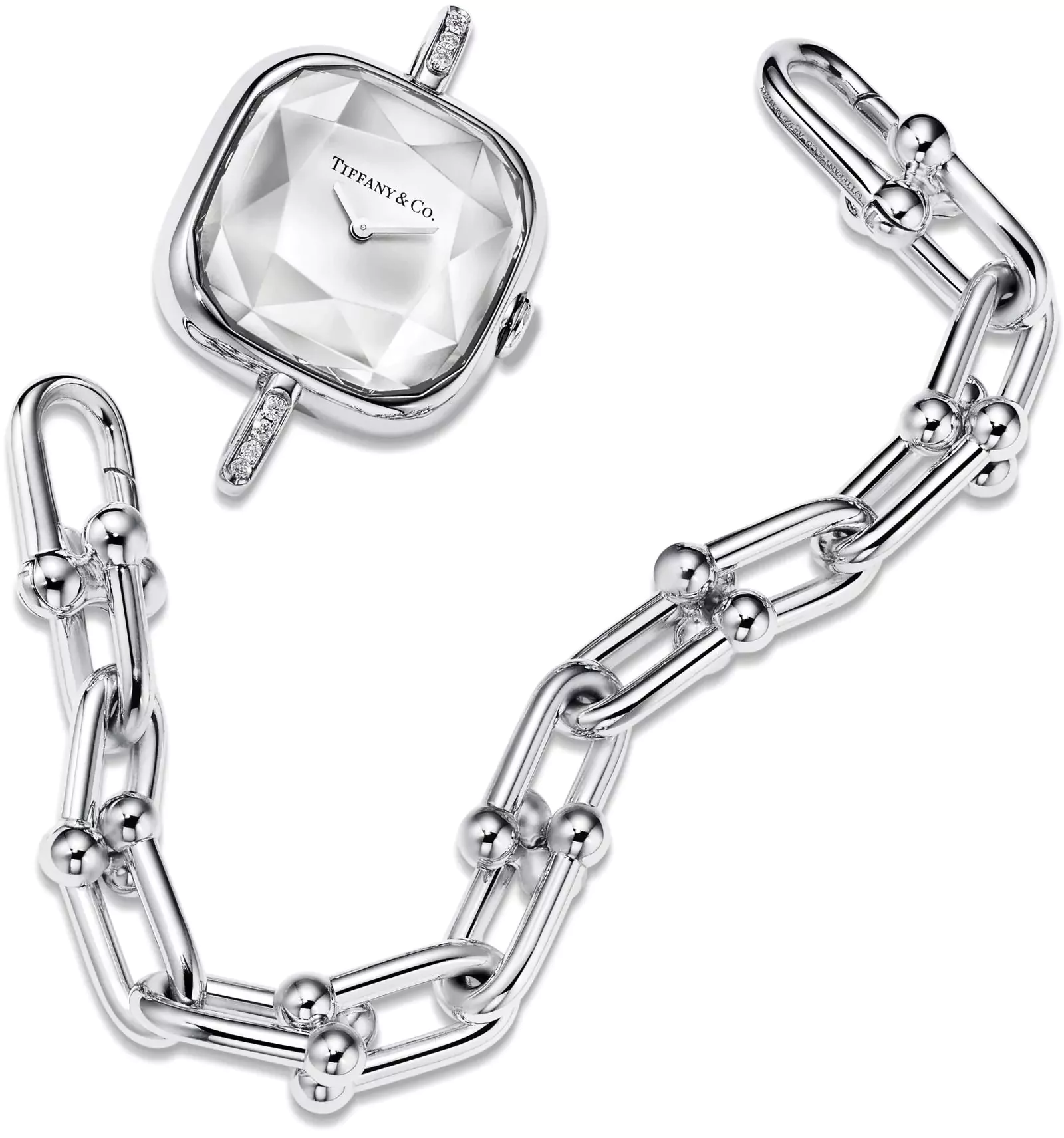 Часы Tiffany HardWear из стерлингового серебра и стали с бриллиантами, фото 1
