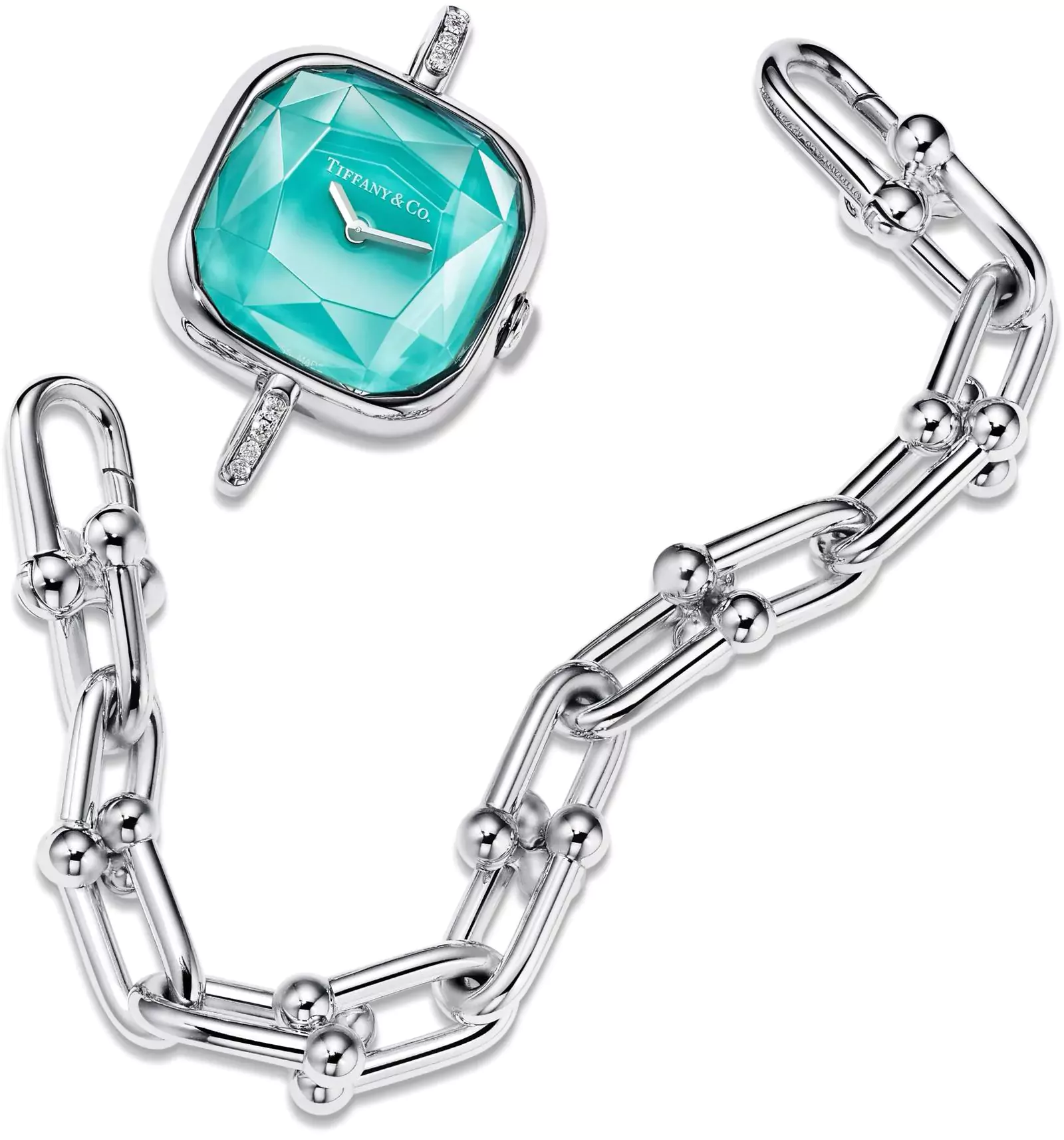 Часы Tiffany HardWear из стерлингового серебра и стали с бриллиантами, циферблат оттенка Tiffany Blue®, фото 2