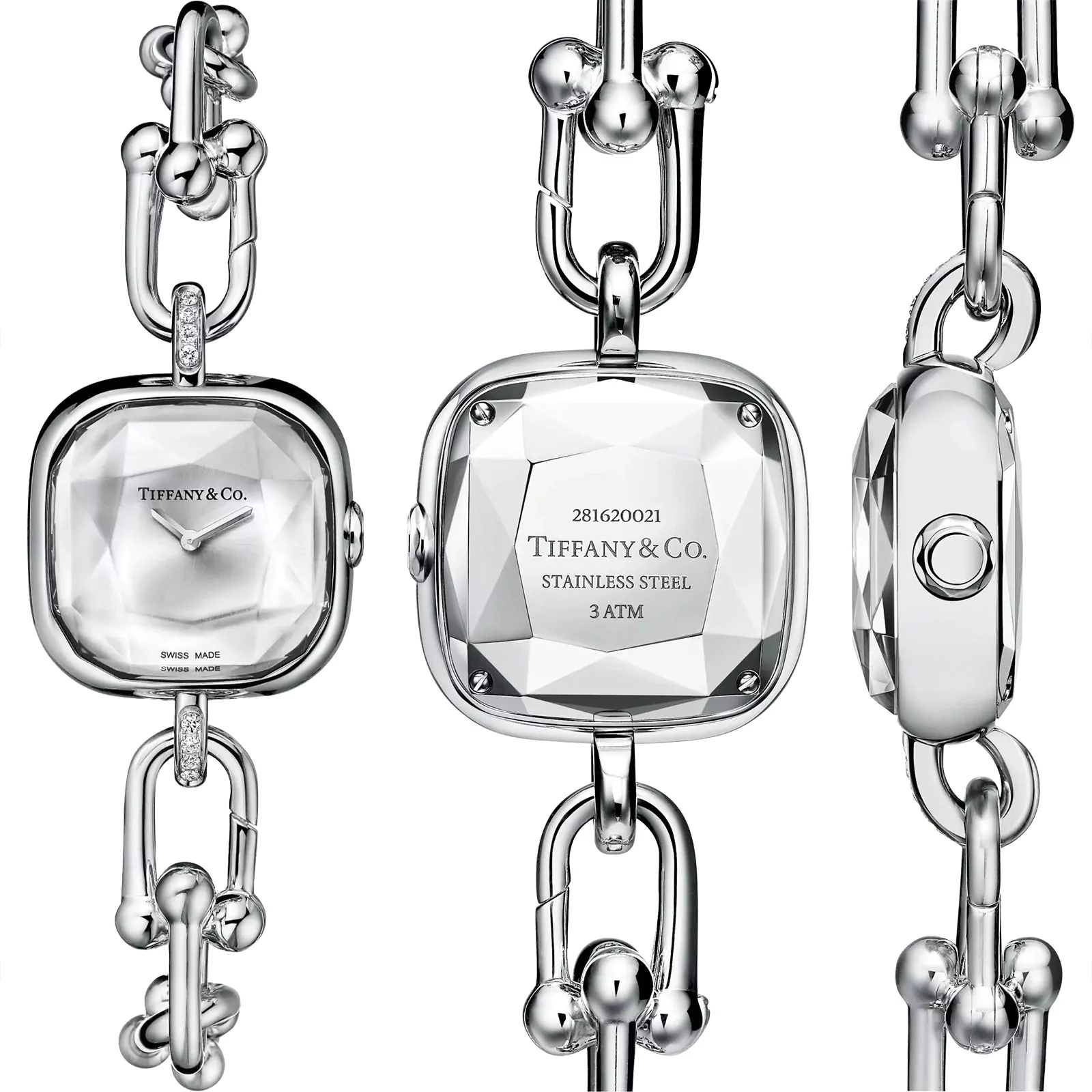 Часы Tiffany HardWear из стерлингового серебра и стали с бриллиантами, фото 2