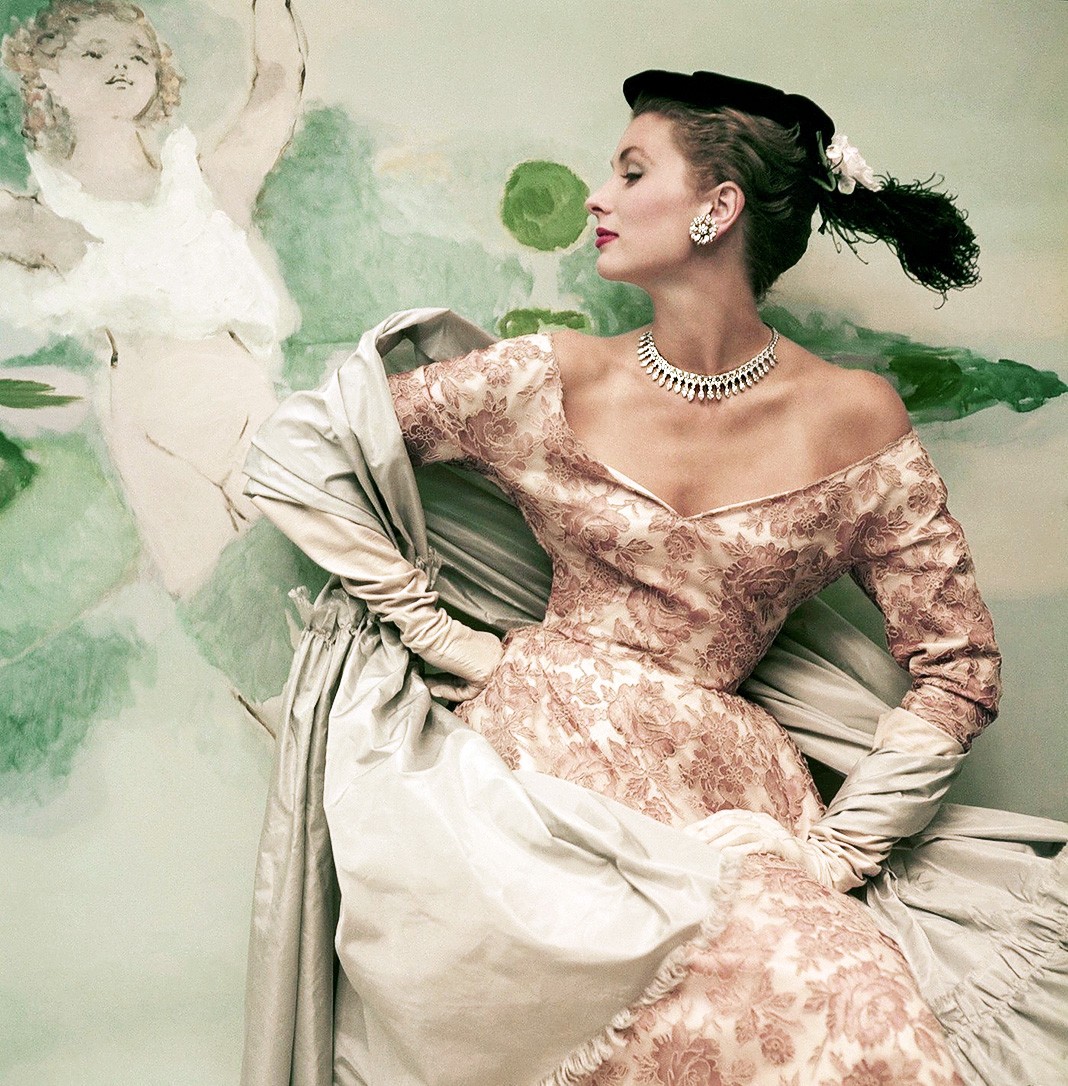 Вышитое кружевное коктейльное платье, 1953 г.