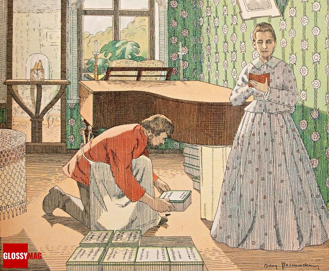 Генрих Брокар с супругой Шарлоттой Реве фасуют мыло