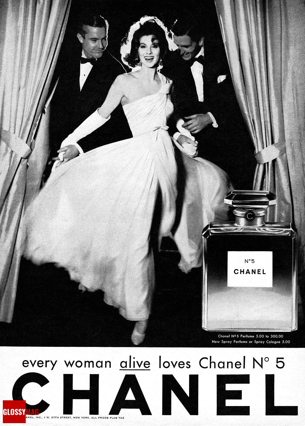 Сюзи Паркер в рекламной кампании Chanel N°5, 1957 г.
