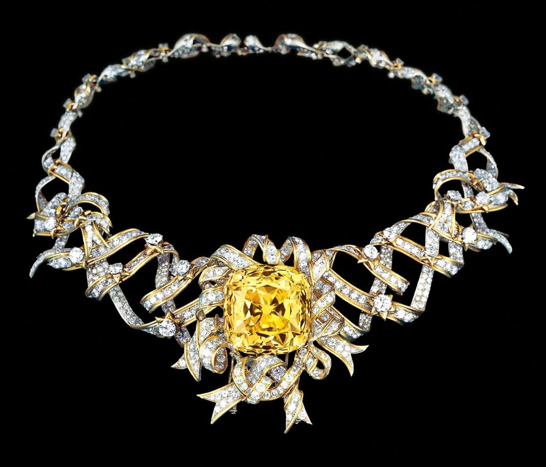Tiffany & Co., колье из драгоценных лент с желтым бриллиантом Tiffany Diamond
