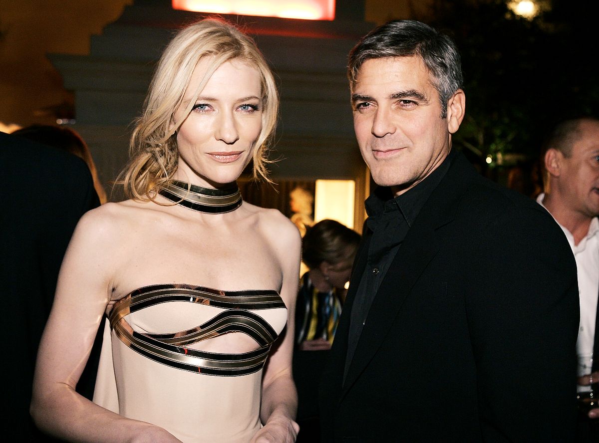 Кейт Бланшетт, Джордж Клуни на вечеринке после премьеры фильма «Хороший немец»
