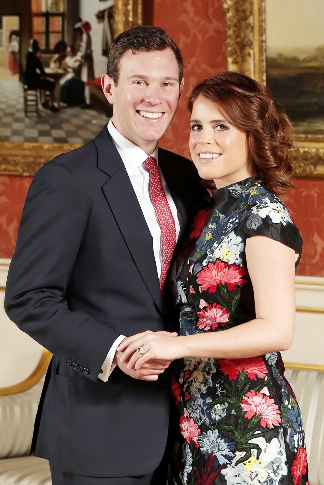 Принцесса Евгения и Джек Бруксбанк в Картинной галерее Букингемского дворца после объявления о помолвке