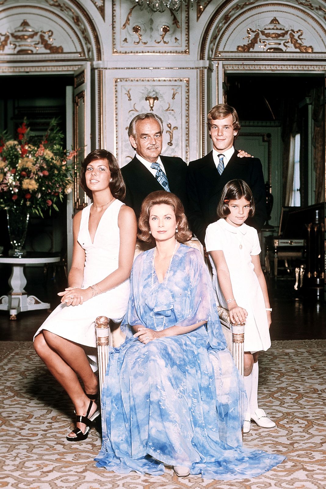 Принцесса Каролина, принц Ренье, принцесса Грейс, принц Альберт II и принцесса Стефания