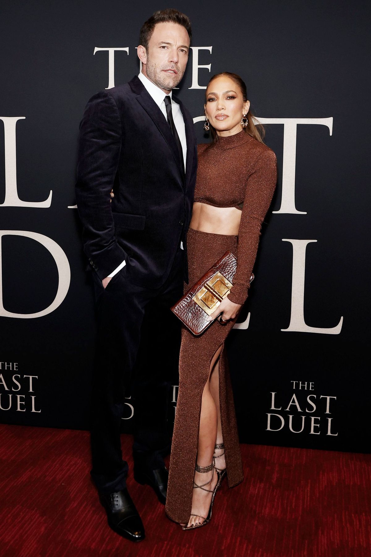 Бен Аффлек, Дженнифер Лопес на премьере фильма «Последняя дуэль» в Нью-Йорке, 9 октября 2021 г.