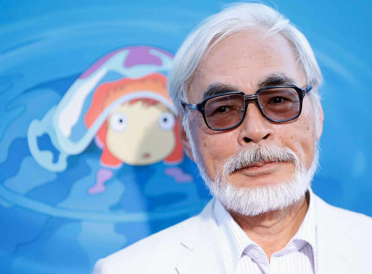 Хаяо Миядзаки на специальном показе мультфильма «Рыбка Поньо на утёсе»