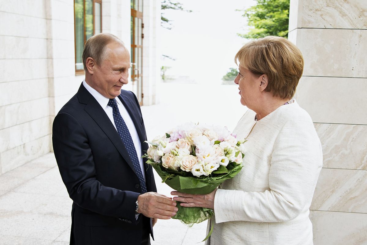 Канцлер Германии Ангела Меркель во время встречи с президентом России Владимиром Путиным