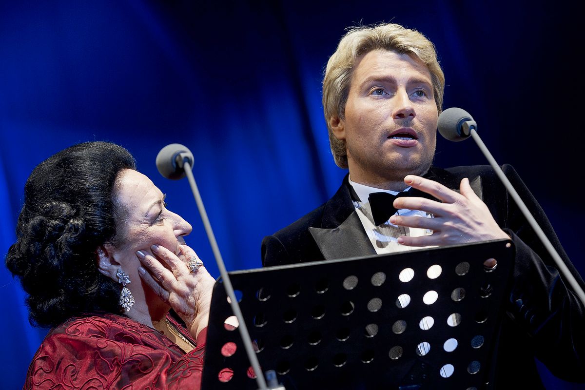 Монтсеррат Кабалье и Николай Басков во время концерта в отеле Puente Romano