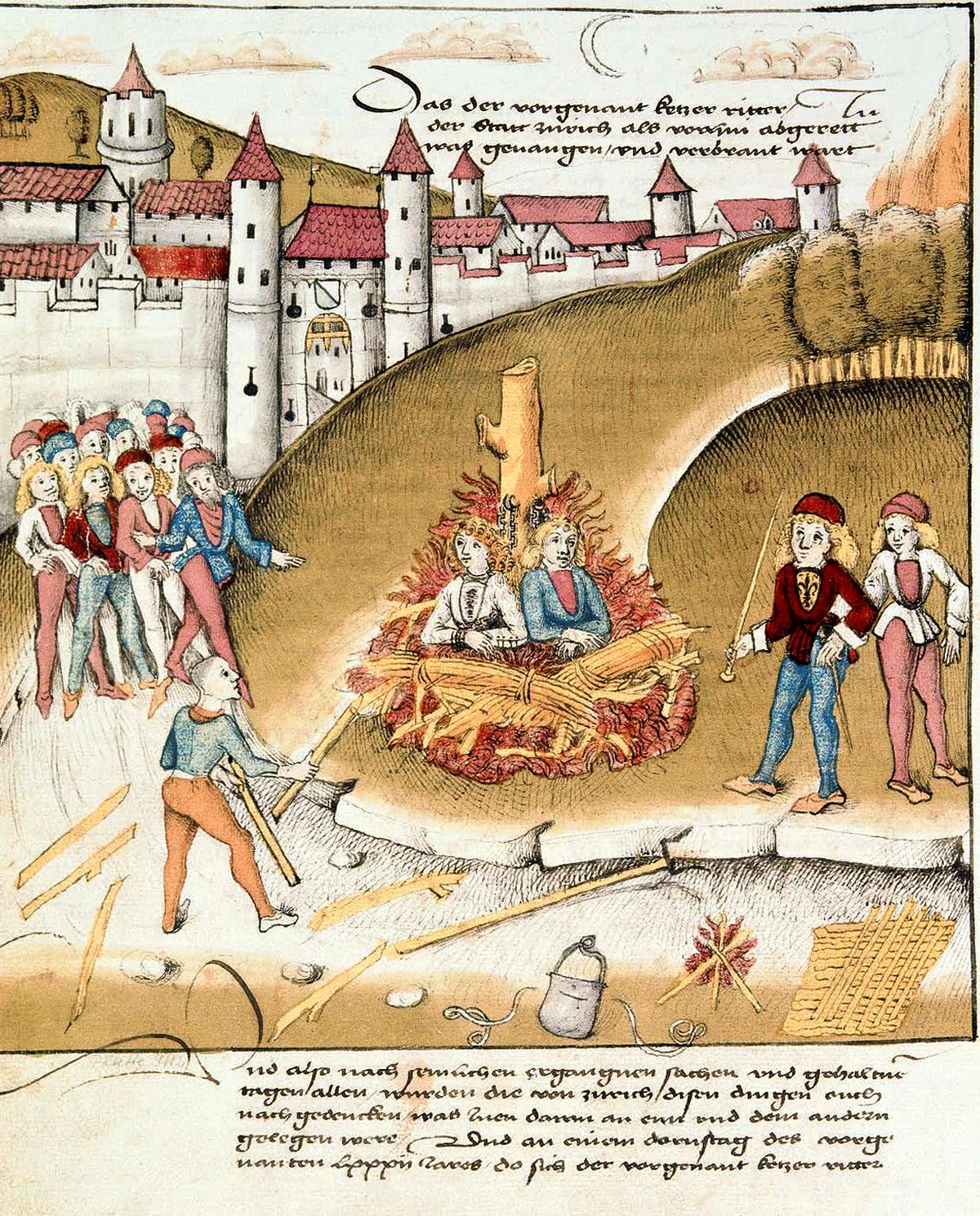 Сожжение швейцарского дворянина Рихарда Пуллера фон Гогенбурга, обвиненного в содомии, в Цюрихе, 1482 г.