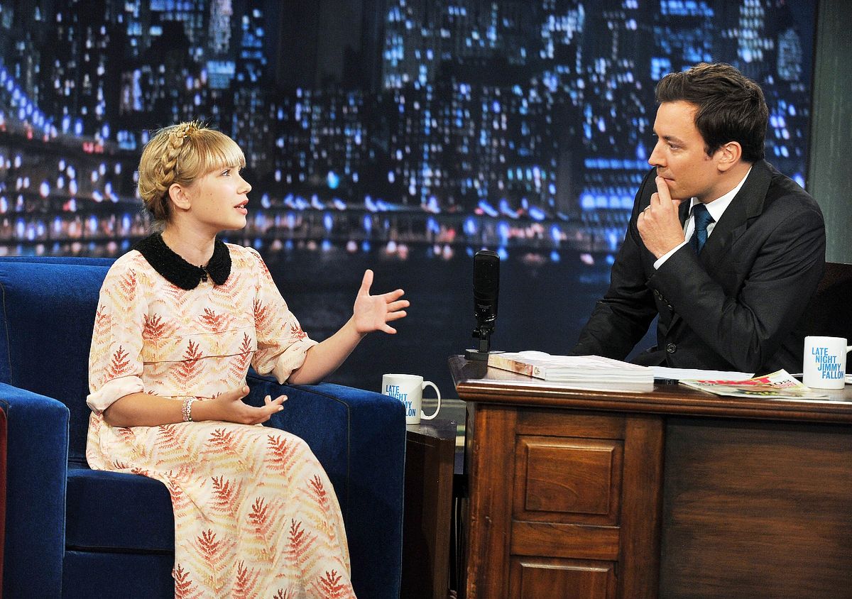 На телепередаче «Вечернее шоу с Джимми Фэллоном» в Нью-Йорке, 11 сентября 2012 г.