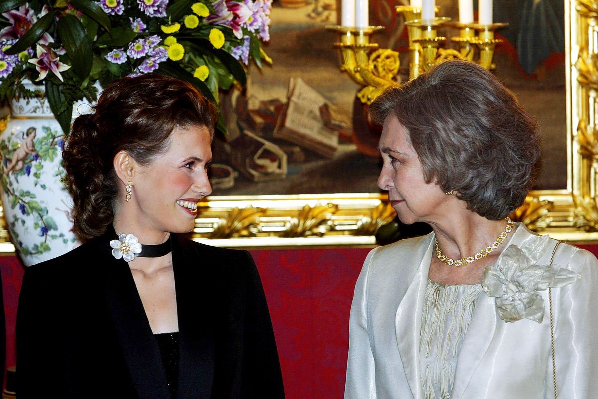Асма Асад беседует с Королевой Испании Софией