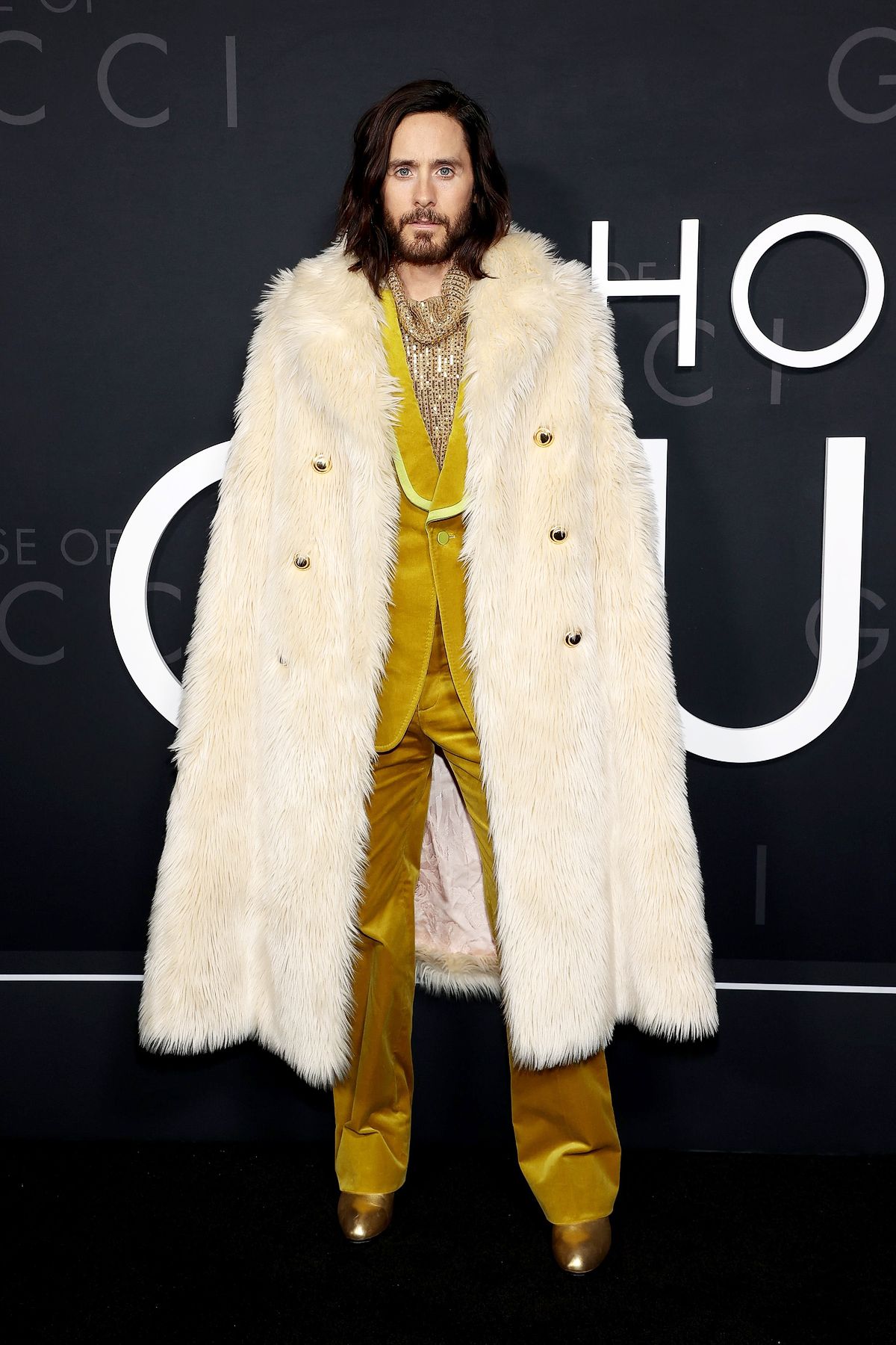Джаред Лето в Gucci на нью-йоркской премьере фильма «Дом Gucci», 16 ноября 2021 г., фото 1