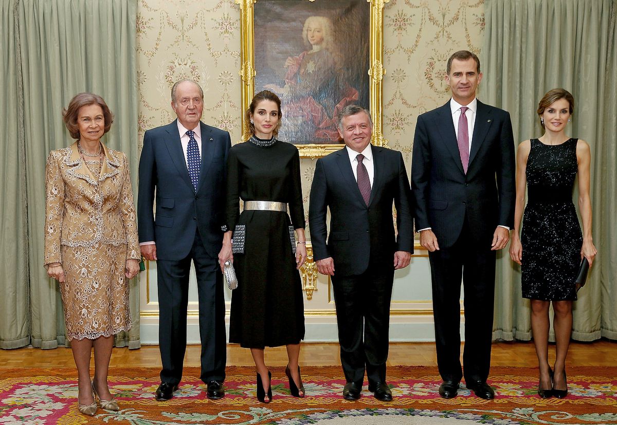 Королева Испании София и Хуан Карлос, королева Рания и король Иордании Абдалла II, король Фелипе VI и королева Летиция