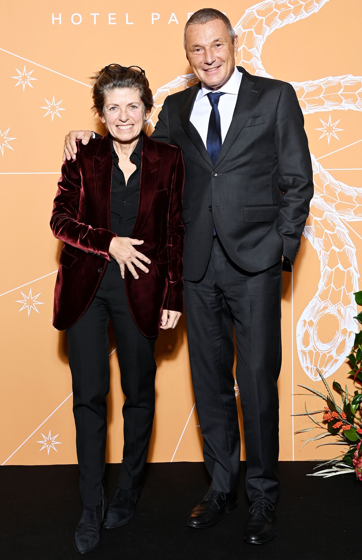 Патрисия Виель, Жан-Кристоф Бабен на открытии отеля Bvlgari в Париже, 1 декабря 2021 г.