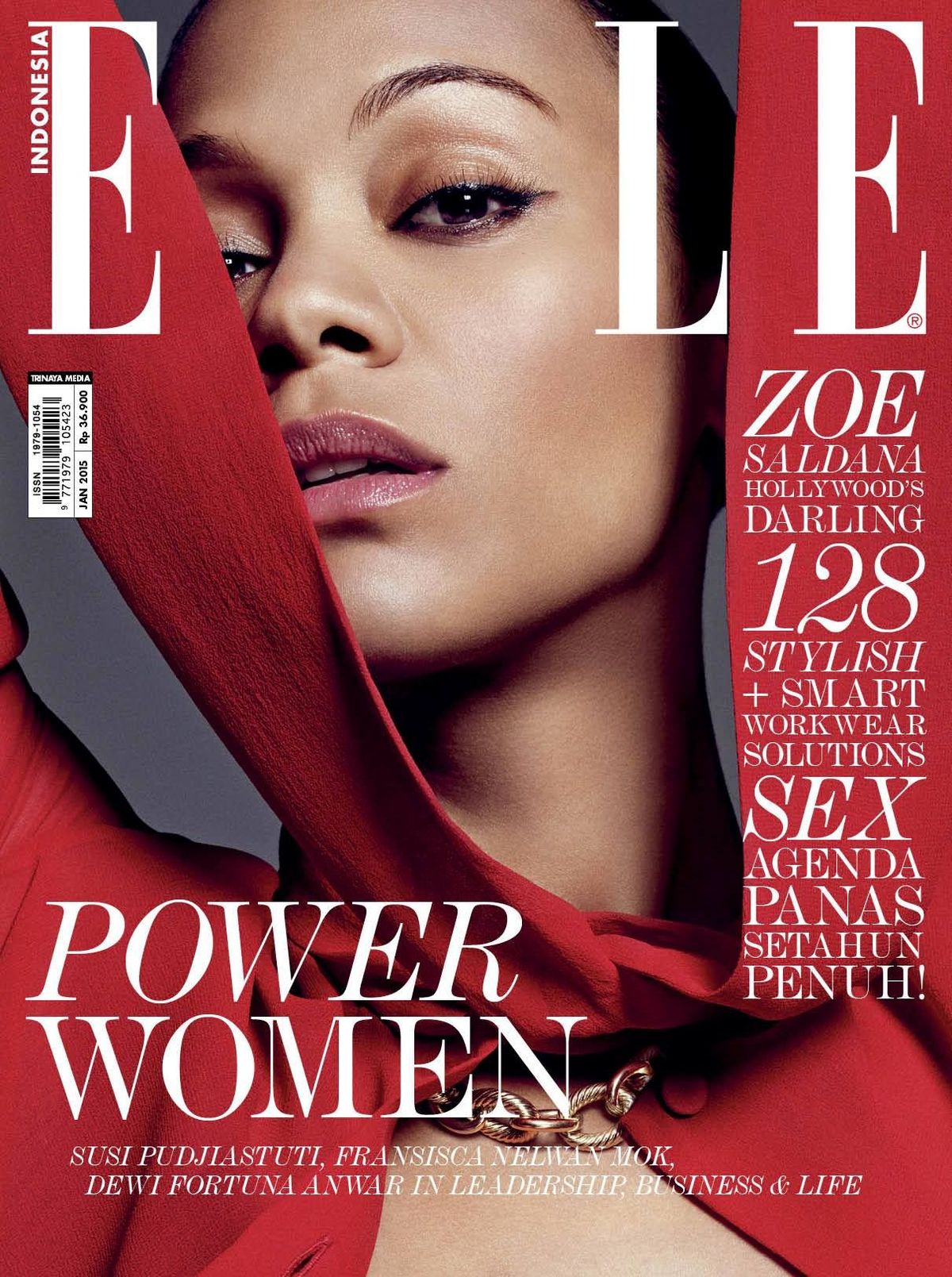 Зои Салдана на обложке журнала Elle Indonesia