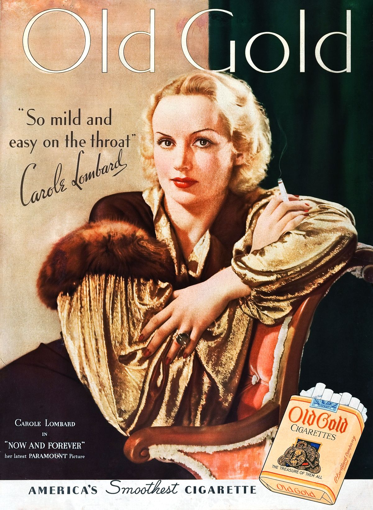 Кэрол Ломбард на рекламном плакате сигарет