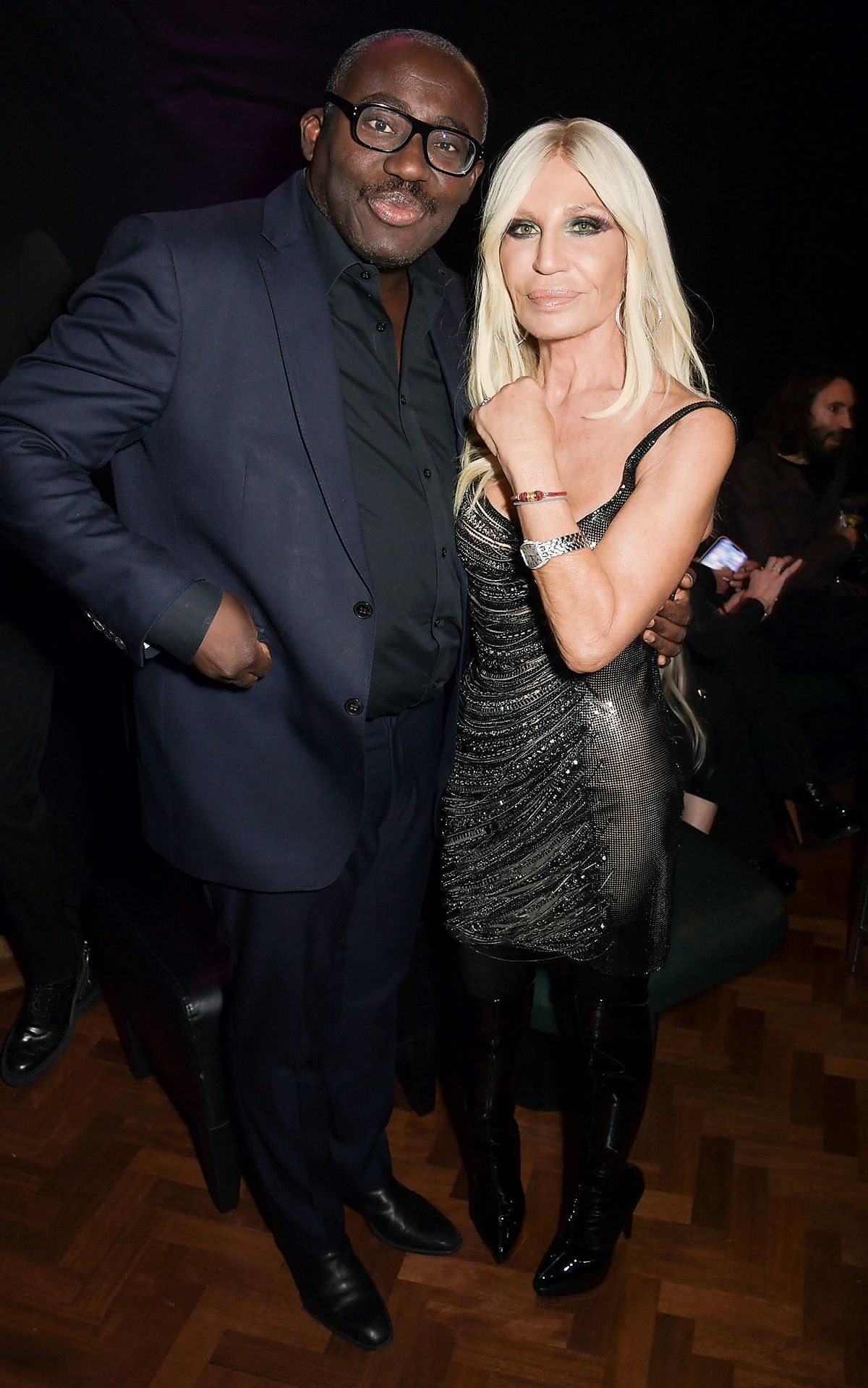 Эдвард Эннинфул и Донателла Версаче на вечеринке, организованной Frieze и Versace