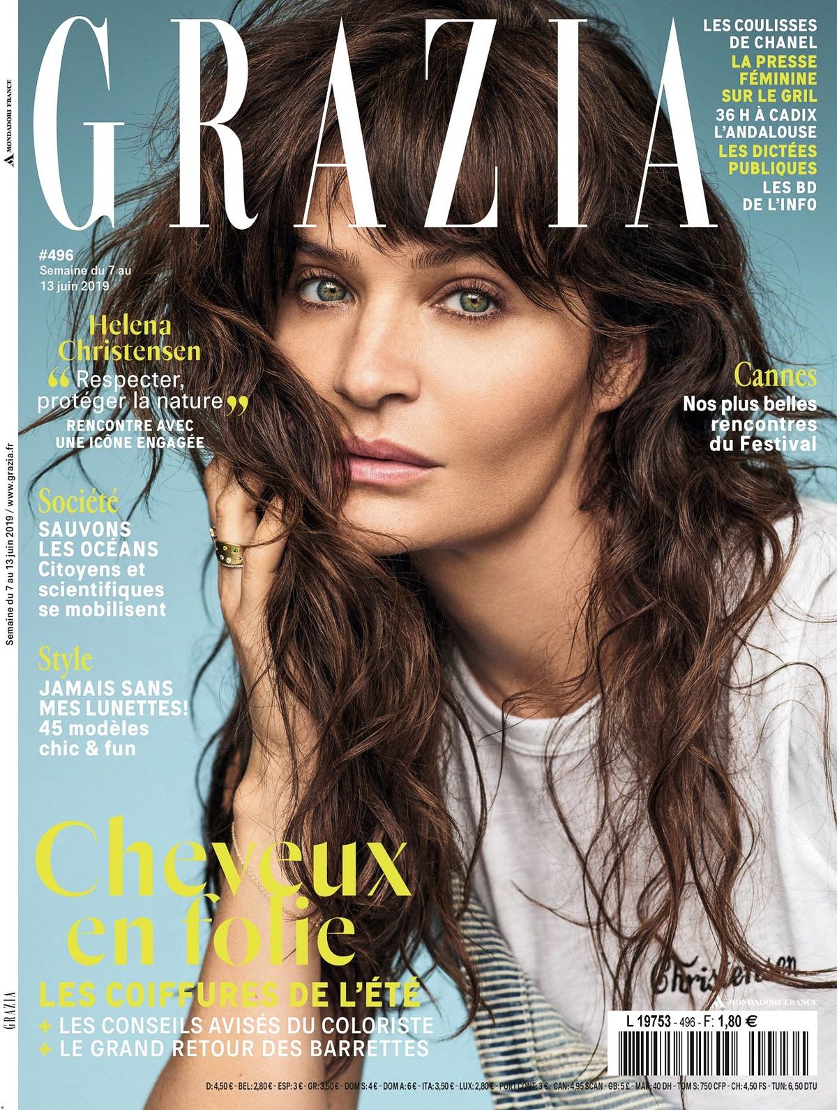 Хелена Кристенсен на обложке журнала Grazia