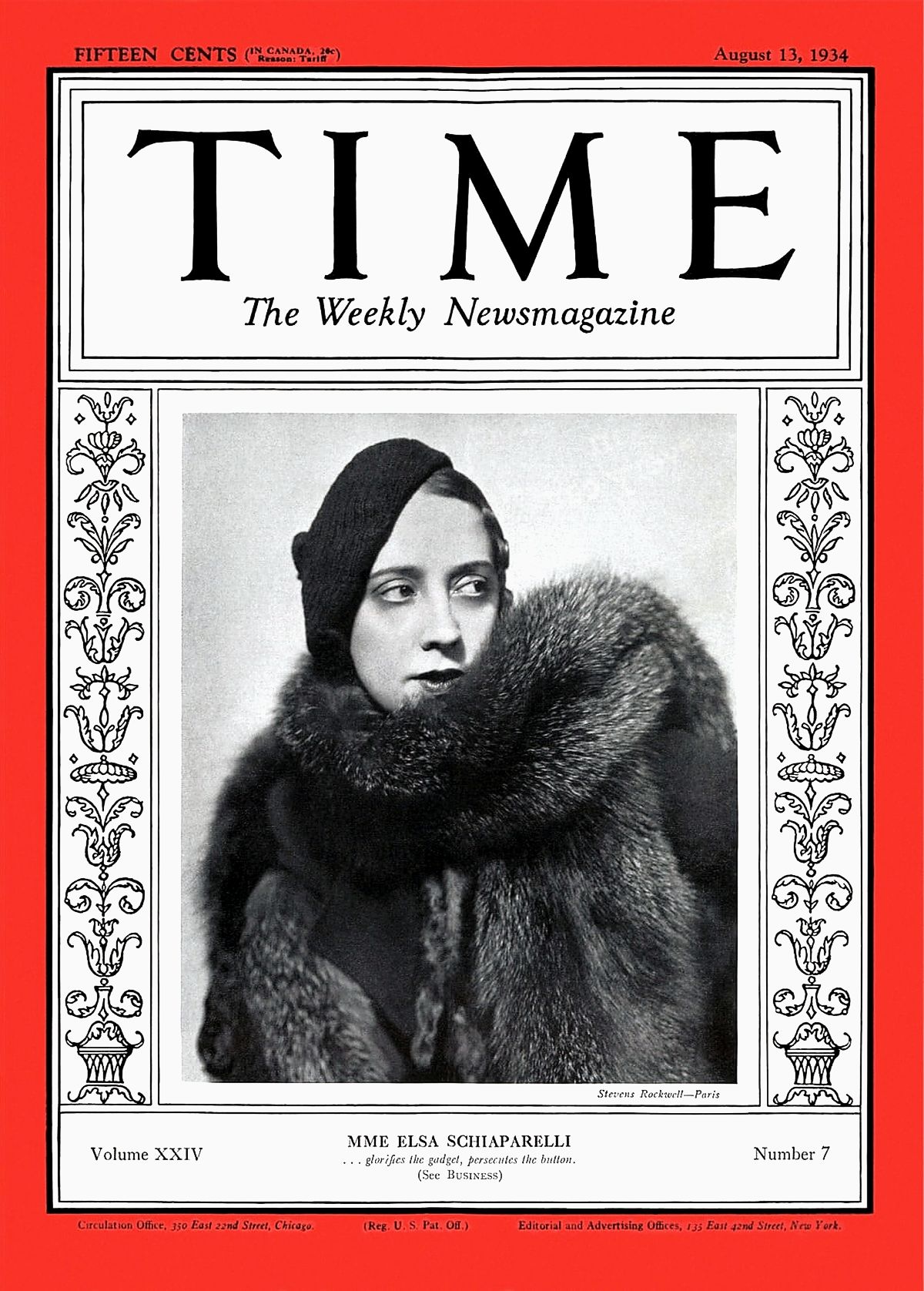 Эльза Скиапарелли на обложке журнала «Time», август 1934 г.