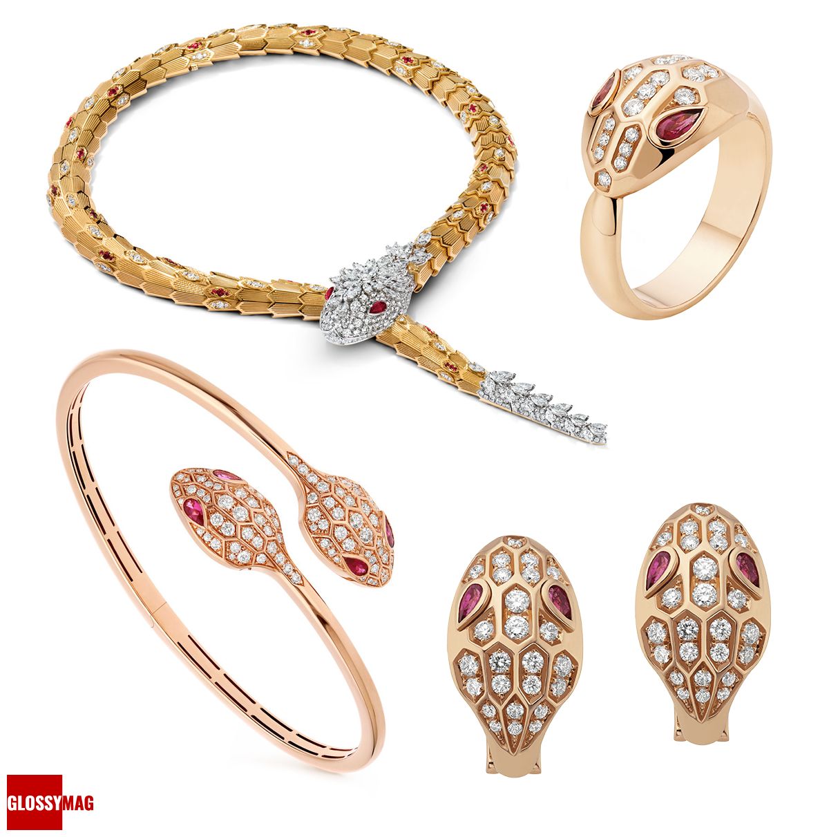 Ожерелье, кольцо, браслет, серьги Serpenti Bvlgari