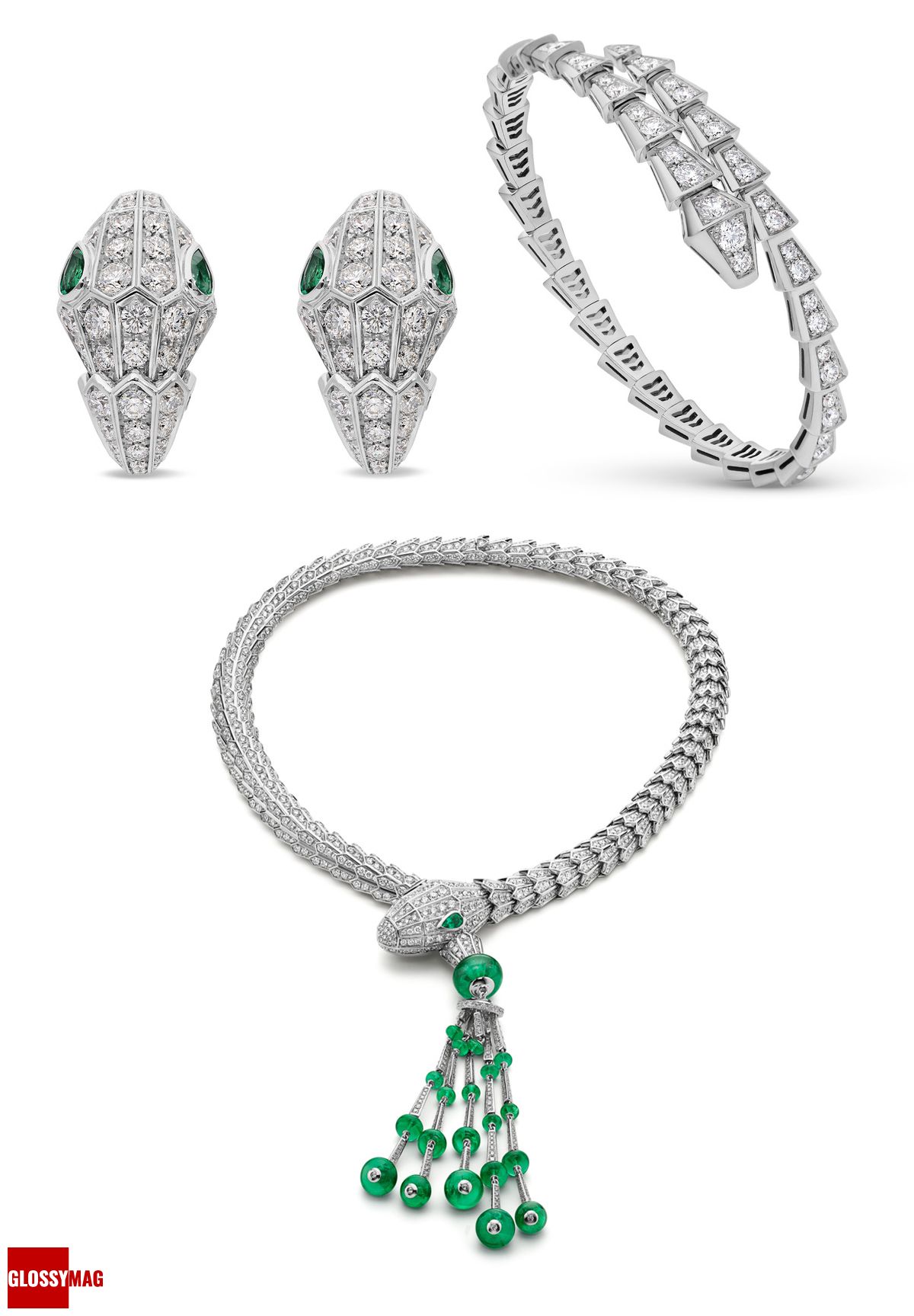 Серьги, браслет, ожерелье из коллекции Serpenti Bvlgari
