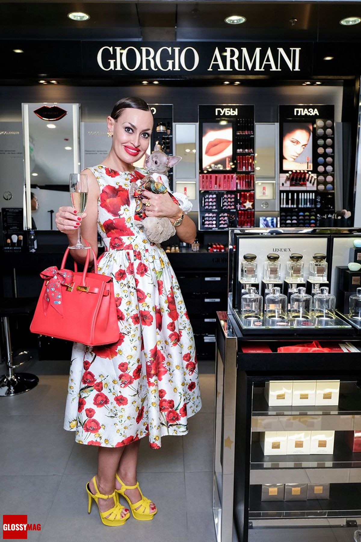 Инесса Швацкая в корнере Giorgio Armani на закрытом мероприятии Beauty CHOICE в Rivoli Perfumery в ТГ Модный сезон, 28 июня 2017 г.