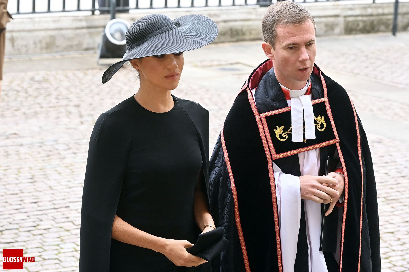 Жена принца Гарри Меган Маркл, герцогиня Сассекская, на похоронах королевы Елизаветы II, 19 сентября 2022 г.