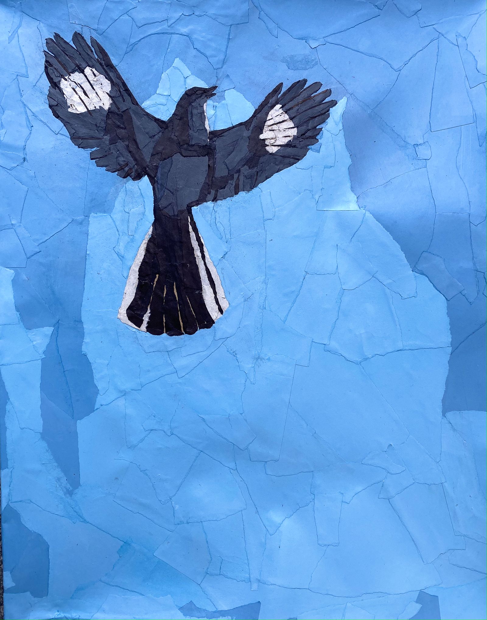 Маша Руденко. «Mockingbird». 98.5 х 79 см, холст, бумага, смешанная техника